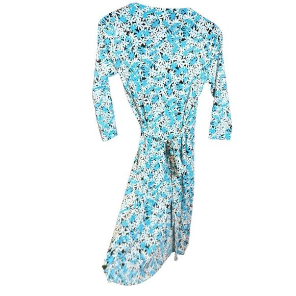 Diane Von Furstenberg New Julian Two Wrap Dress Garden Daisy Azure Blue Size 4 - Picture 5 of 9
